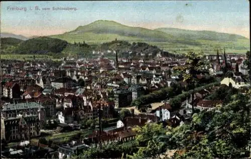 Ak Freiburg im Breisgau, Blick vom Schlossberg, Gesamtansicht