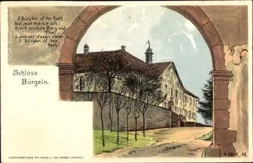 Künstler Litho Daur, H., Obereggenen Schliengen im Schwarzwald, Schloss Bürgeln