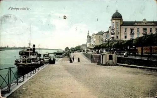 Ak Königswinter am Rhein, Teilansicht, Schiff