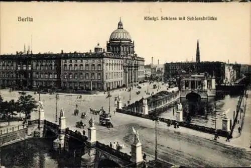 Ak Berlin Mitte, königliches Schloss, Schlossbrücke