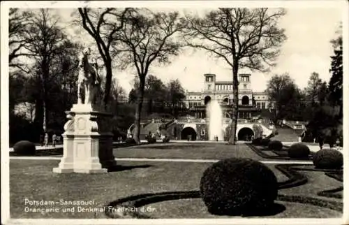 Ak Potsdam Sanssouci, Orangerie, Denkmal Friedrich d. Gr.