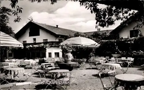 Ak Grünwald in Bayern, Grünwalder Weinbauer, Gartenterrasse