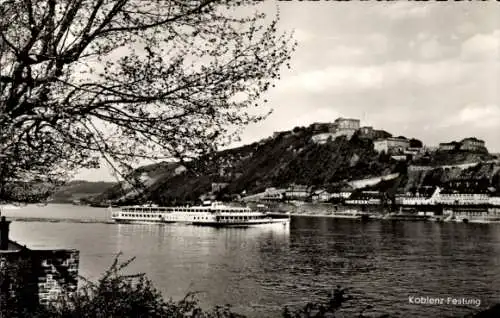 Ak Ehrenbreitstein Koblenz am Rhein, Festung, Ausflugsschiff