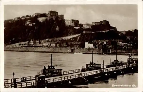 Ak Ehrenbreitstein Koblenz am Rhein, Schiffbrücke