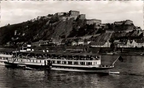 Ak Ehrenbreitstein Koblenz, Festung, Dampfer Bismarck a. d. Rhein