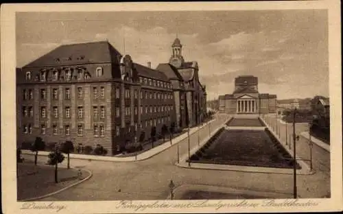 Ak Duisburg, Königsplatz, Landgericht, Stadttheater