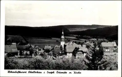 Ak Schellerhau Altenberg im Erzgebirge, Ortsmitte, Kirche