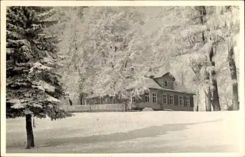 Ak Ohrdruf in Thüringen, Scherershütte, Winteransicht