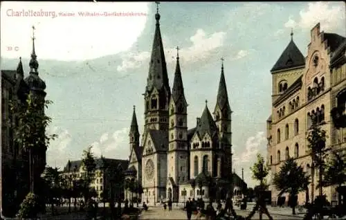 Ak Berlin Charlottenburg, Kaiser Wilhelm Gedächtniskirche, Breitscheidplatz