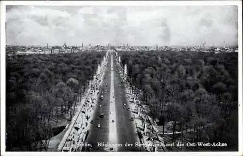 Ak Berlin Tiergarten, Ost-West-Achse, Blick von der Siegessäule