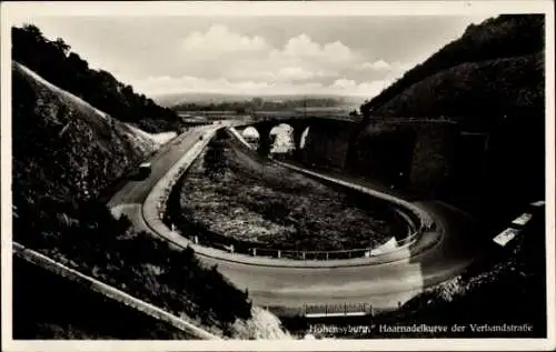 Ak Syburg Dortmund, Hohensyburg, Haarnadelkurve der Verbandstraße