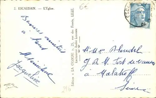 Ak Escaudain Nord, Kirche