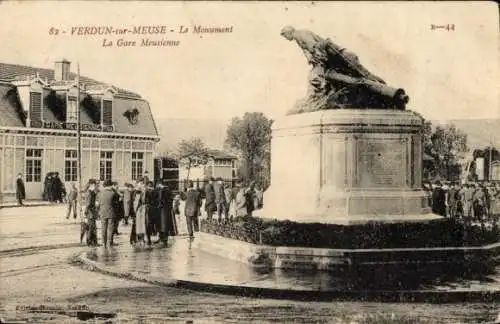 Ak Verdun Meuse, Le Monument, La Gare Meusienne