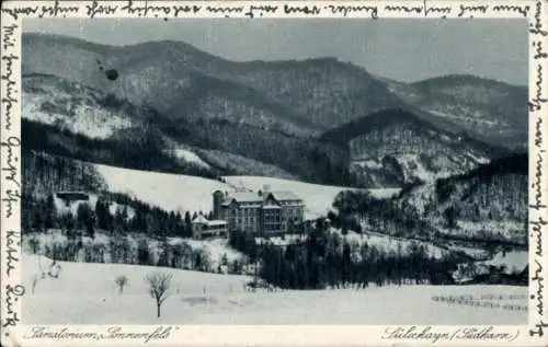 Ak Sülzhayn Ellrich Thüringen, Sanatorium Sonnenfels, Winteransicht