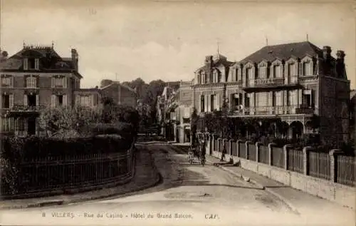 Ak Villers sur Mer Calvados, Rue du Casino, Hotel du Grand Balcon