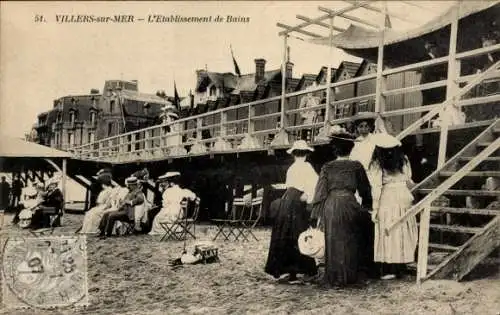 Ak Villers sur Mer Calvados, Etablissement de Bains