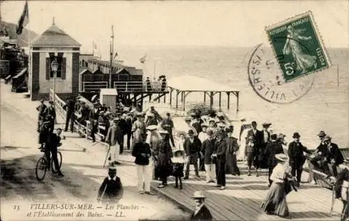 Ak Villers sur Mer Calvados, les Planches, l'Etablissement des Bains