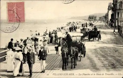 Ak Villers sur Mer Calvados, les Plances, Route de Trouville