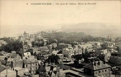 Ak Villers sur Mer Calvados, vue prise de l'Eglise, Route de Trouville