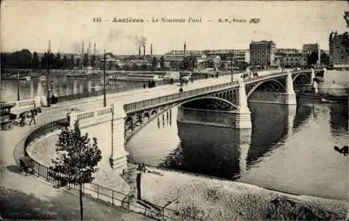 Ak Asnières sur Seine Hauts-de-Seine, Neue Brücke, Schornsteine