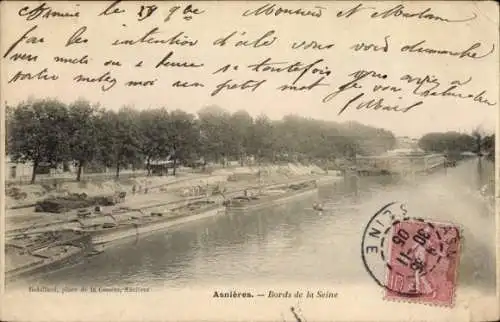 Ak Asnières sur Seine Hauts-de-Seine, Ufer der Seine