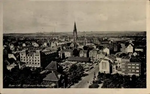 Ak Buer in Westfalen Gelsenkirchen Ruhrgebiet, Totalansicht, Blick vom Rathausturm