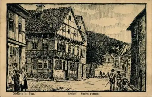 Künstler Ak Stolberg im Harz, Neustadt, Kupfers Gasthaus