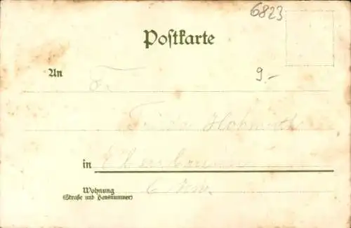 Litho Bad Blankenburg in Thüringen, Blick auf den Ort, Rehe