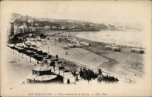 Ak Donostia San Sebastián Baskenland, Gesamtansicht der Concha