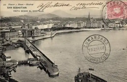 Ak Donostia San Sebastian Baskenland, Blick vom Schloss