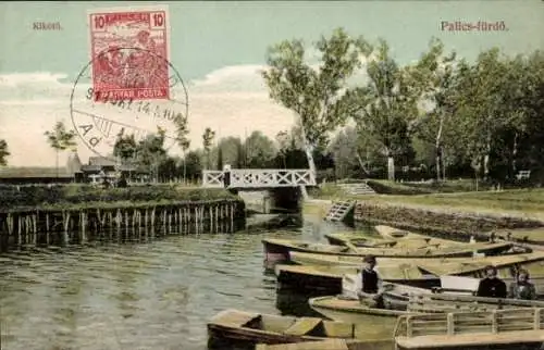 Ak Szeged Szegedin Ungarn, Boote am Anleger, Brücke