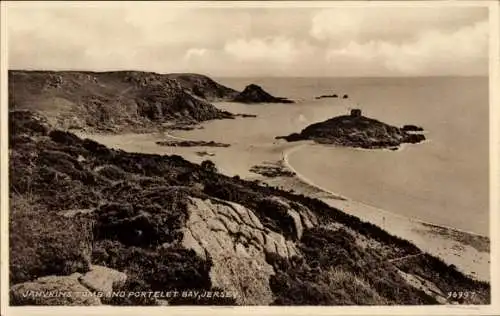 Ak Jersey Kanalinseln, Janvrins Tomb und Portelet Bay