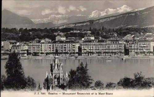 Ak Genf Genf Schweiz, Brunswick Monument, Mont Blanc