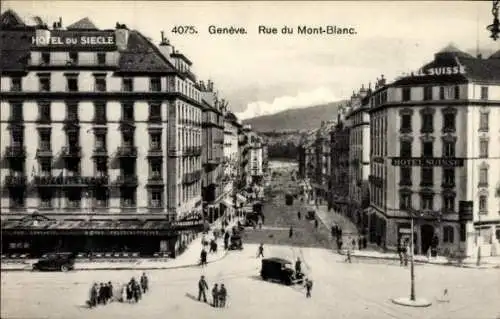 Ak Genf Genf Schweiz, Rue du Mont Blanc, Hotel du Siecle