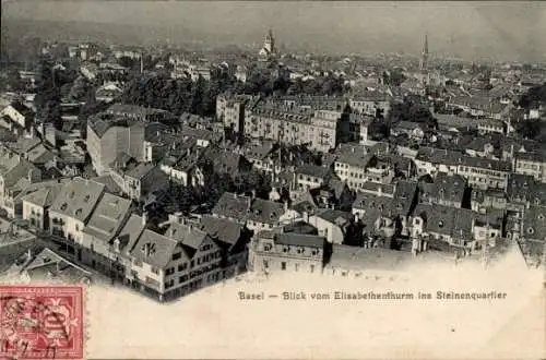 Ak Basel Bâle Stadt Schweiz, Steinenquartier, Elisabethturm