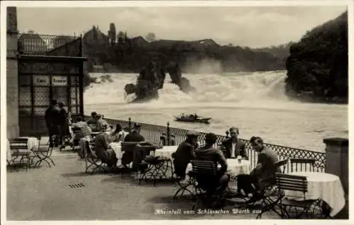 Ak Schlösschen Wörth Kanton Schaffhausen Schweiz, Rheinfall, Terrasse