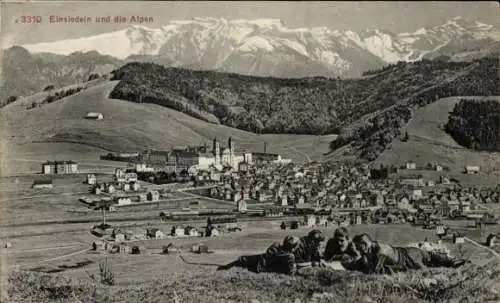 Ak Einsiedeln Kanton Schwyz Schweiz, Gesamtansicht, Alpen