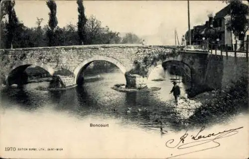 Ak Boncourt Kanton Jura, Brücke, Fluss