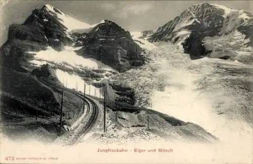 Ak Kanton Bern, Jungfrau, Jungfraubahn, Eiger, Mönch