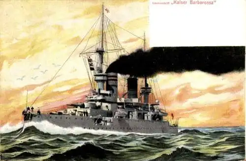 Ak Deutsches Kriegsschiff, SMS Kaiser Barbarossa, Linienschiff, Kaiserliche Marine