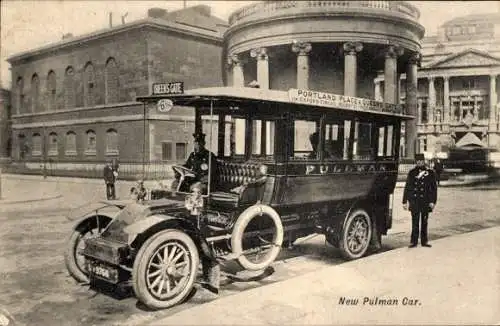 Ak London, Pulman Automobil, Autobus, Portland Place, Queens Gate