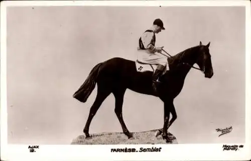 Ak Jockey auf Rennpferd, Farnese, Semblat