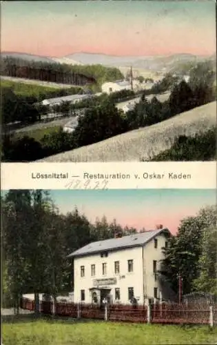 Ak Lößnitztal Oederan Sachsen, Panorama, Restauration von Oskar Kaden