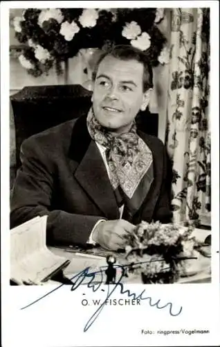 Ak Schauspieler Otto Wilhelm Fischer, Portrait, Autogramm