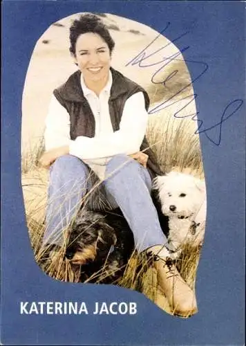 Ak Schauspielerin Katerina Jacob, Portrait mit Hund, Autogramm