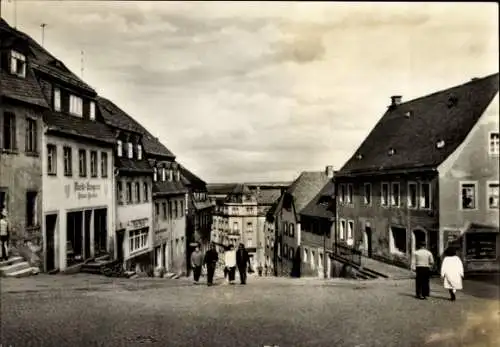 Ak Augustusburg im Erzgebirge, Marktplatz, Drogerie