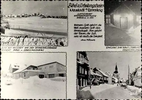 Ak Neustadt am Rennsteig Großbreitenbach in Thüringen, Bibel und Erholungsheim, Winteransichten