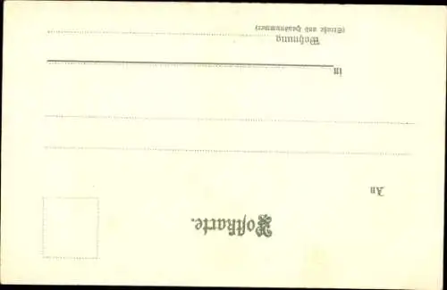 Litho Segelschiff, Im Hintergrund Häuser