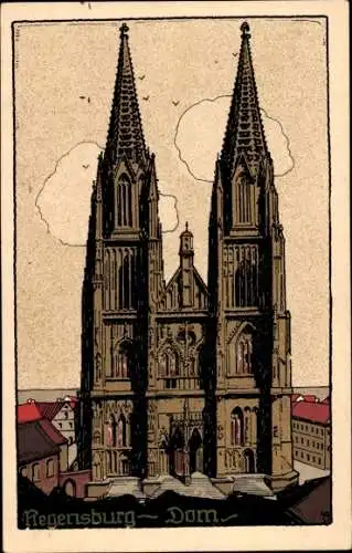 Steindruck Ak Regensburg an der Donau Oberpfalz, Dom