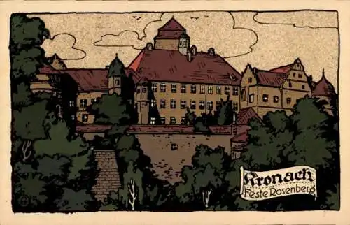 Steindruck Ak Kronach im Frankenwald Bayern, Feste Rosenberg